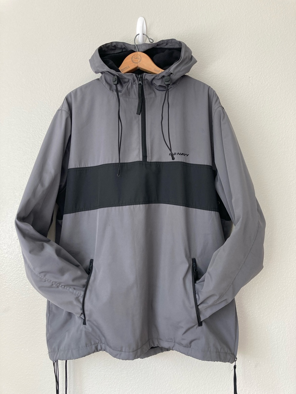 Vintage Y2K farm 2003 Old Navy pullover 1/4 zip jacket hooded fleece lined L